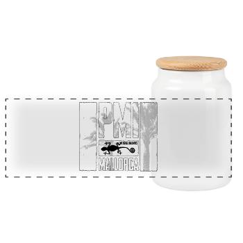Majorque Logo du palmier PMI - Boîte à biscuits avec couvercle en bois - blanc - Devant