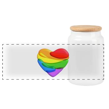 Rainbow Heart - Panoramic Cookie Jar with Wooden Lid - white - Front