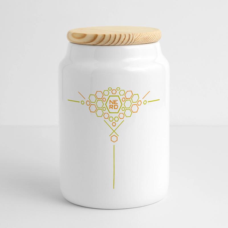 Nerd Hex Pattern Gradient Panoramic Cookie Jar with Wooden Lid