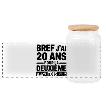Anyway, I'm 20 years old for the second time - Panoramic Cookie Jar with Wooden Lid - white - Front
