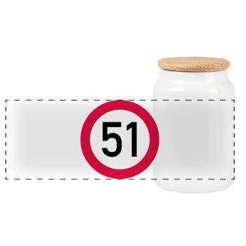 51e anniversaire Attention ! Panneau de signalisation 51 Km/h - Boîte à biscuits avec couvercle en bois - blanc - Devant