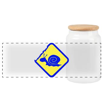 Escargot Avertissement Attention Signe de danger - Boîte à biscuits avec couvercle en bois - blanc - Devant