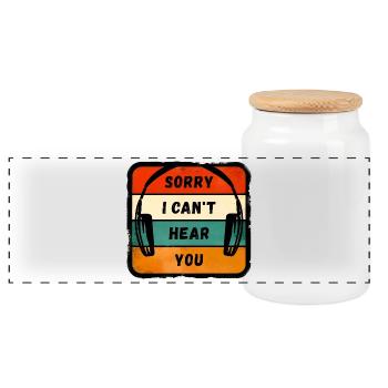 Sorry I Can’t Hear You - Casque rétro - Boîte à biscuits avec couvercle en bois - blanc - Devant