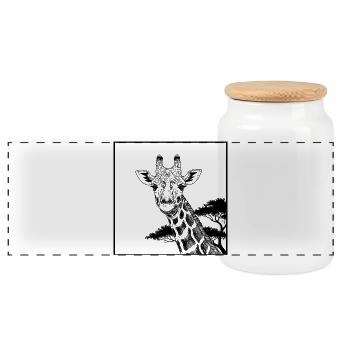 Girafe africaine - Boîte à biscuits avec couvercle en bois - blanc - Devant