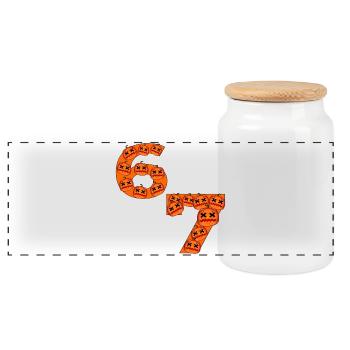 HALLOWEEN PUMPKIN SIX SEVEN - Panoramic Cookie Jar with Wooden Lid - white - Front