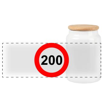 Geschwindigkeitsbegrenzung 200 km/h - Panorama Keksdose mit Holzdeckel - Weiß - Vorne