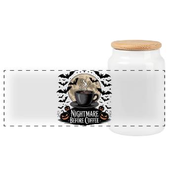 Nightmare Before Coffee - Panoramic Cookie Jar with Wooden Lid - white - Front
