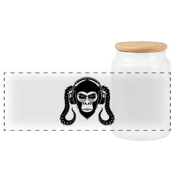 Silent Monkey Head Headphone Zen Edition Shirt - Panoramic Cookie Jar with Wooden Lid - white - Front