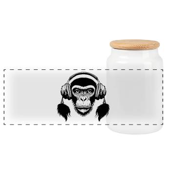 Analog Monkey Head Tape Loop Edition Shirt - Panoramic Cookie Jar with Wooden Lid - white - Front