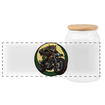 Motard loup-garou au clair de lune - Boîte à biscuits avec couvercle en bois - blanc - Devant