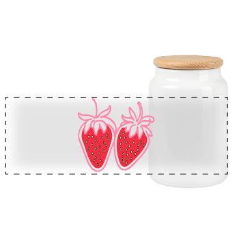 Strawberry fruit - Panoramic Cookie Jar with Wooden Lid - white - Front