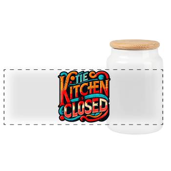 La cuisine est fermée, restaurant drôle disant, chef - Boîte à biscuits avec couvercle en bois - blanc - Devant