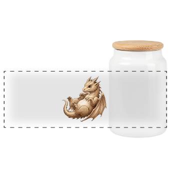 dessin animé bébé dragon illustration - Boîte à biscuits avec couvercle en bois - blanc - Devant