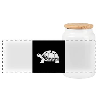 Geometrische Schildkröte mit Muster - Panorama Keksdose mit Holzdeckel - Weiß - Vorne