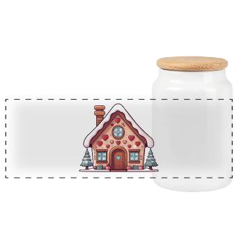 Coeur Cottage Pain d’épices - Boîte à biscuits avec couvercle en bois - blanc - Devant
