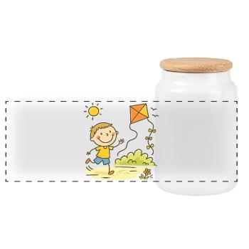 Journée ensoleillée cerf-volant Joy Kid - Boîte à biscuits avec couvercle en bois - blanc - Devant