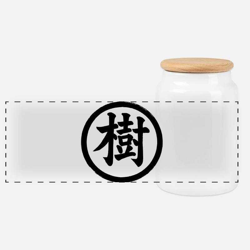 Kanji-JU 01 - Panorama Keksdose mit Holzdeckel - Weiß