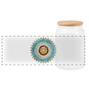 Circle Mandala Vintage Texture - Panoramic Cookie Jar with Wooden Lid - white - Front