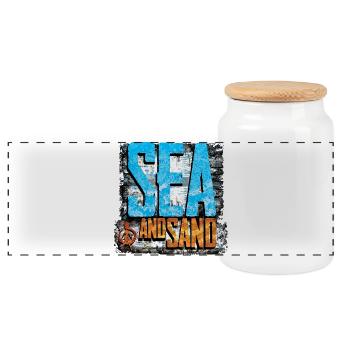 Mer et sable Plage rétro de la paix - Boîte à biscuits avec couvercle en bois - blanc - Devant