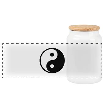 YinYang Silhouette - Panorama Keksdose mit Holzdeckel - Weiß - Vorne