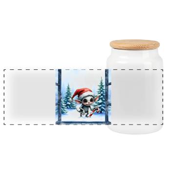 Chapeau d’elfe de Noël - Boîte à biscuits avec couvercle en bois - blanc - Devant