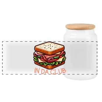 Club Sandwich Dessin Coloré - Boîte à biscuits avec couvercle en bois - blanc - Devant
