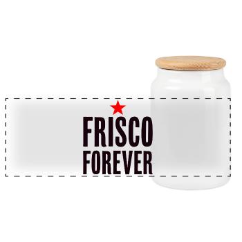 Frisco Forever San Francisco Stadt Liebe - Panorama Keksdose mit Holzdeckel - Weiß - Vorne