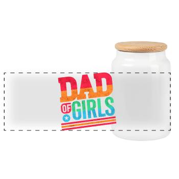 Papa de filles arc-en-ciel, pères - Boîte à biscuits avec couvercle en bois - blanc - Devant