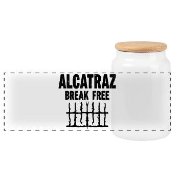 Alcatraz Break Free Prison Humour - Boîte à biscuits avec couvercle en bois - blanc - Devant