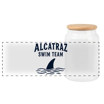 Ironie de l’équipe de natation d’Alcatraz - Boîte à biscuits avec couvercle en bois - blanc - Devant
