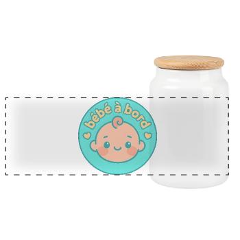 Bébé à bord pastel - Boîte à biscuits avec couvercle en bois - blanc - Devant
