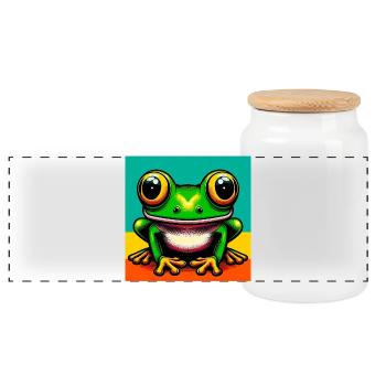 grenouille - Boîte à biscuits avec couvercle en bois - blanc - Devant