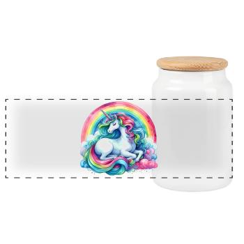 Licorne de rêve arc-en-ciel - Boîte à biscuits avec couvercle en bois - blanc - Devant