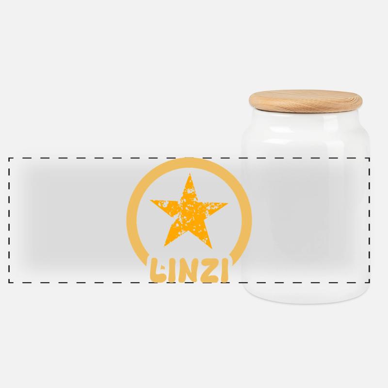 Prénom Linzi - Boîte à biscuits avec couvercle en bois - blanc