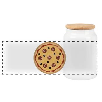 Peperoni-Pizza - Panorama Keksdose mit Holzdeckel - Weiß - Vorne