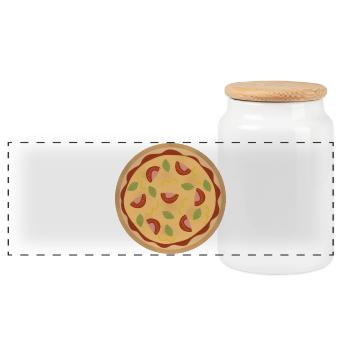 Pizza - Panorama Keksdose mit Holzdeckel - Weiß - Vorne