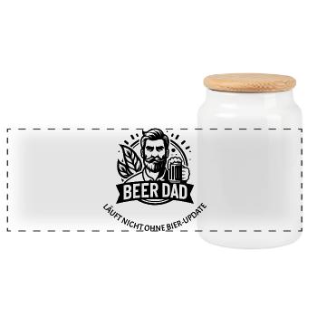 Father's Day Gift Design - Panoramic Cookie Jar with Wooden Lid - white - Front