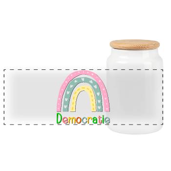 Démocratie arc-en-ciel - Boîte à biscuits avec couvercle en bois - blanc - Devant