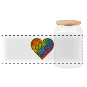 Regenbogen Herzenspfote Glitzer - Panorama Keksdose mit Holzdeckel - Weiß - Vorne