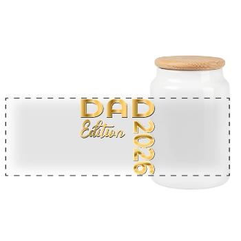 DAD 2026 BABY ANNOUNCEMENT - Panoramic Cookie Jar with Wooden Lid - white - Front