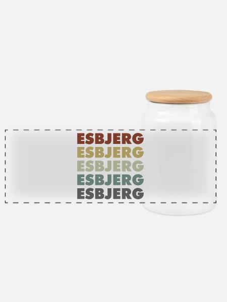Esbjerg - Denmark - Dänemark - Skandinavien - Panorama Keksdose mit Holzdeckel - Weiß