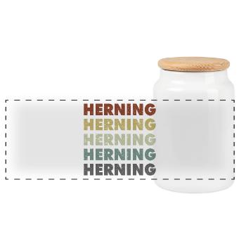 Herning - Denmark - Dänemark - Skandinavien - Panorama Keksdose mit Holzdeckel - Weiß - Vorne