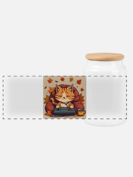 Gaming Cat - Panorama Keksdose mit Holzdeckel - Weiß