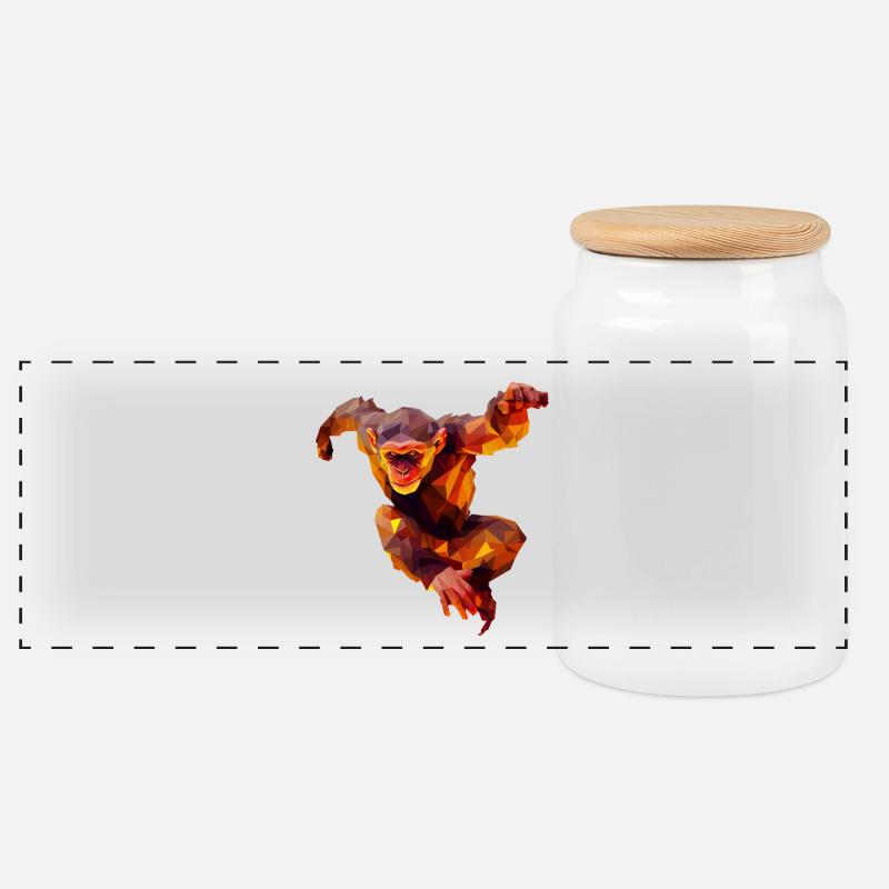 Polygone Orang-outan Sprinter - Boîte à biscuits avec couvercle en bois - blanc