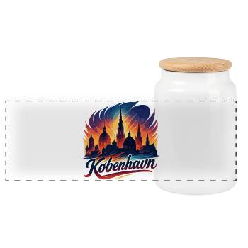 Copenhagen Capital Denmark Cool Gift - Panoramic Cookie Jar with Wooden Lid - white - Front