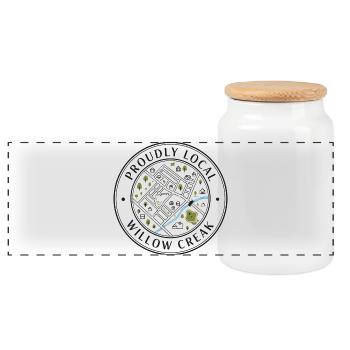 Fièrement local - Boîte à biscuits avec couvercle en bois - blanc - Devant