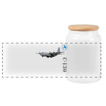 Avion de transport C-130 - Boîte à biscuits avec couvercle en bois - blanc - Devant