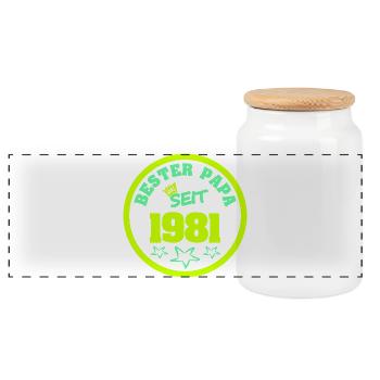 Père 1981 - Boîte à biscuits avec couvercle en bois - blanc - Devant