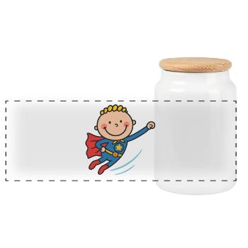Hero Baby Flying Adventure - Panoramic Cookie Jar with Wooden Lid - white - Front