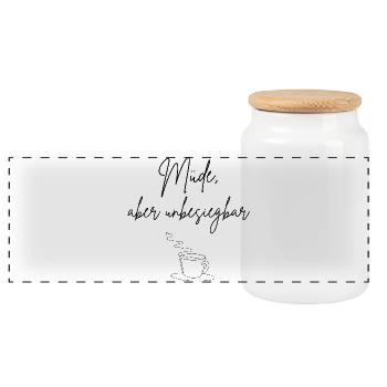 Tired but invincible - Panoramic Cookie Jar with Wooden Lid - white - Front